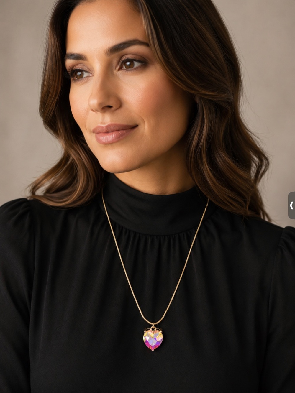 Necklace with Iridescent Heart Pendant - Women Jewelry